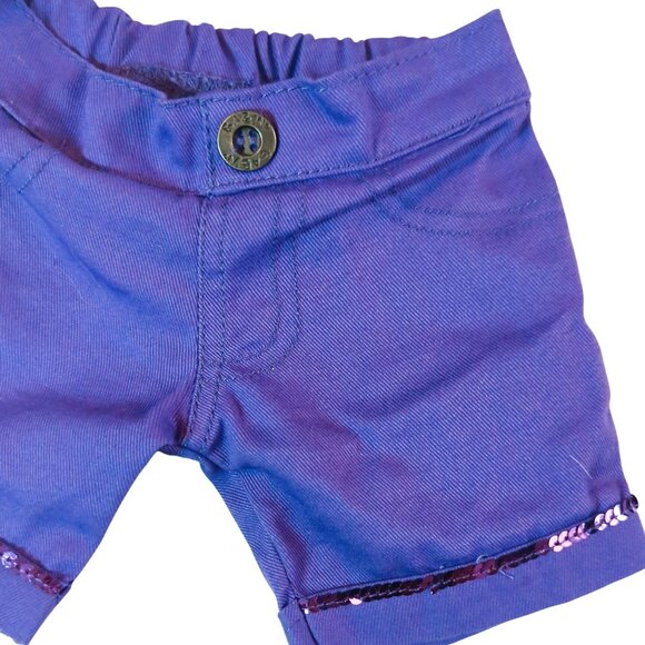 Build-A-Bear Workshop Pink Sequin Blouse with Purple Shorts Set for Plush Dolls - Picture 3 of 4